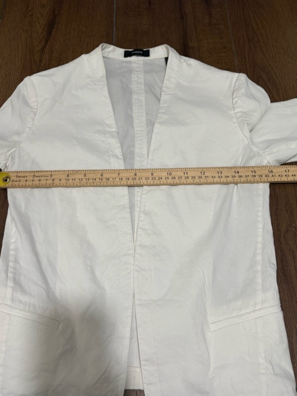 Theory Eco Crunch Wash White Open Front Linen Blend Blazer Small - Picture 5 of 6